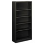 Hon Metal Bookcase, Five-Shelf, 34-1/2w x 12-5/8d x 71h, Charcoal
