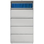 Lorell 5 Drawer Metal Lateral File Cabinet, 38"x21.5"x71.5", Gray