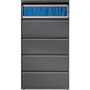 Lorell 5 Drawer Metal Lateral File Cabinet, 38"x21.5"x71.5", Dark Gray