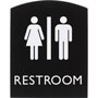 Lorell Restroom Sign, 1 Each, 6.8" x 8.5" Height, Rectangular Shape, Easy Readability, Braille, Plastic, Black