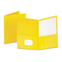 Oxford Twin-Pocket Folder, Embossed Leather Grain Paper, Yellow, 25/Box