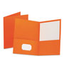 Oxford Twin-Pocket Folder, Embossed Leather Grain Paper, Orange, 25/Box