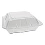 Pactiv Foam Hinged Lid Containers, Dual Tab Lock, 9.13 x 9 x 3.25, 3-Compartment, White, 150/Carton