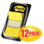 Post-it® Marking Page Flags in Dispensers, Yellow, 12 50-Flag Dispensers/Box