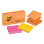 Post-it® Pop-up 3 x 3 Note Refill, 3" x 3", Energy Boost Collection Colors, 90 Sheets/Pad, 6 Pads/Pack