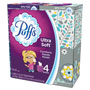 Puffs Ultra Soft Facial Tissue, White, 4 Cube Pack, 56 Sheets Per Cube, 6/Case, 1344 Sheets Total