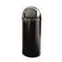 Rubbermaid Marshal Classic Container, Round, Polyethylene, 25 gal, Black