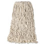Rubbermaid Premium Cut-End Cotton Wet Mop Head, 24oz, White, 1" Orange Band, 12/Carton