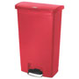 Rubbermaid Slim Jim Resin Step-On Container, Front Step Style, 18 gal, Red