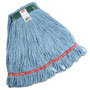 Rubbermaid Swinger Loop Wet Mop Heads, Cotton/Synthetic, Blue, Medium