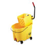 Rubbermaid WaveBrake 2.0 Bucket/Wringer Combos, 8.75 gal, Side Press with Drain, Yellow