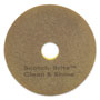 Scotch Brite® Clean and Shine Pad, 20" Diameter, Brown/Yellow, 5/Carton