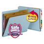 Smead End Tab Colored Pressboard Classification Folders with SafeSHIELD Coated Fasteners, 2 Dividers, Letter Size, Blue, 10/Box