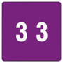 Smead Numerical End Tab File Folder Labels, 3, 1.5 x 1.5, Purple, 250/Roll