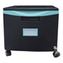 Storex Single-Drawer Mobile Filing Cabinet, 14.75w x 18.25d x 12.75h, Black/Teal