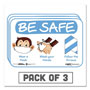 Tabbies BeSafe Messaging Education Wall Signs, 9 x 6, "Be Safe, Wear a Mask, Wash Your Hands, Follow the Arrows", Monkey, 3/Pack
