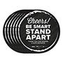 Tabbies BeSafe Messaging Floor Decals, Cheers;Be Smart Stand Apart;Thank You for Keeping A Safe Distance, 12" Dia, Black/White, 6/CT