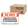 Tabbies BeSafe Messaging Repositionable Wall/Door Signs, 9 x 6, Maintain Social Distancing While In The Breakroom, White, 30/Carton