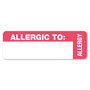 Tabbies Medical Labels, ALLERGIC TO, 1 x 3, White, 500/Roll