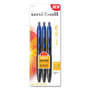 Uni-Ball 307 Gel Pen, Retractable, Medium 0.7 mm, Blue Ink, Blue Barrel, 3/Pack