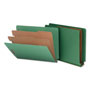 Universal Deluxe Six-Section Pressboard End Tab Classification Folders, 2 Dividers, 6 Fasteners, Letter Size, Green, 10/Box