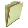 Universal Six-Section Pressboard Classification Folders, 2" Expansion, 2 Dividers, 6 Fasteners, Letter Size, Green Exterior, 10/Box