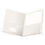 Universal Two-Pocket Portfolio, Embossed Leather Grain Paper, 11 x 8.5, White, 25/Box