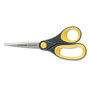 Westcott® Non-Stick Titanium Bonded Scissors, 8" Long, 3.25" Cut Length, Gray/Yellow Straight Handles, 3/Pack