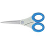 Westcott® Scissors with Antimicrobial Protection, Pointed Tip, 7" Long, 3" Cut Length, Blue Straight Handle