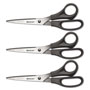 Westcott® Value Line Stainless Steel Shears, 8" Long, 3.5" Cut Length, Black Offset Handles, 3/Pack
