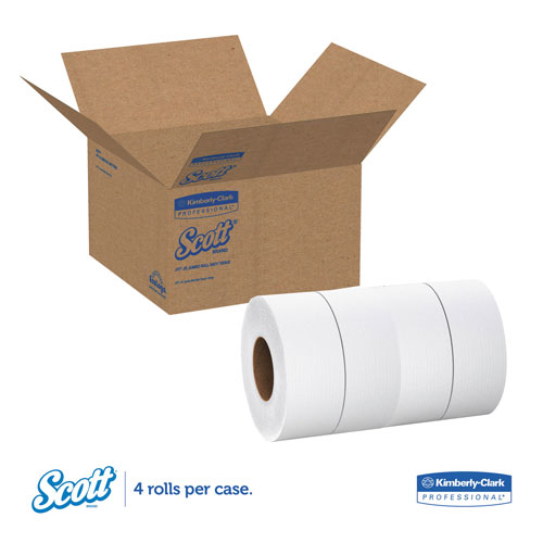 Scott® Essential JRT Jumbo Roll Bathroom Tissue, Septic Safe, 2-Ply, White, 1000 ft, 4 Rolls/Carton