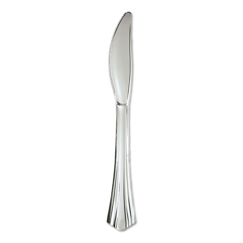 WNA Comet Heavyweight Plastic Knives, Silver, 7 1/2", Reflections Design, 600/Carton