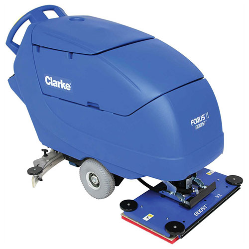 Clarke FOCUS® II BOOST® 32 Mid-size Autoscrubber, 312 Ah Maint-free (AGM) Batteries, Onboard Charger, Pad Holder