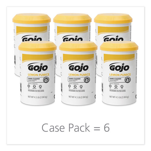 Gojo Lemon Pumice Hand Cleaner, Lemon Scent, 4.5 lb Tub, 6/Carton