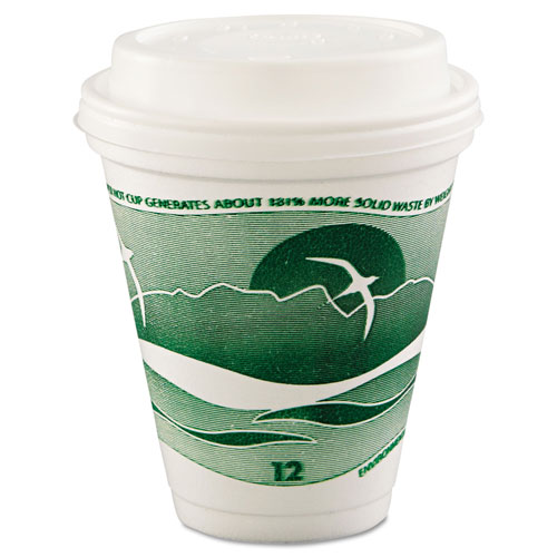 Dart Horizon Hot/Cold Foam Drinking Cups, 12oz, Green/White, 25/Bag, 40 Bags/Carton