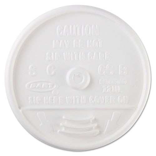 Dart Sip-Through Lids For 10, 12, 14 oz Foam Cups, Plastic, White, 1000/Carton