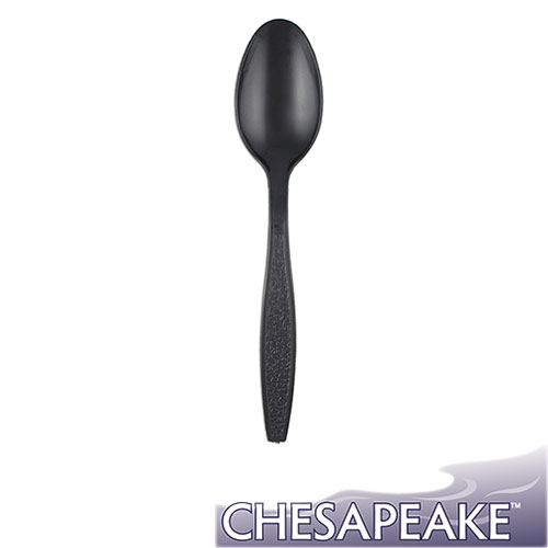 Chesapeake Heavy Weight Black Polystyrene Teaspoon, Case of 1000