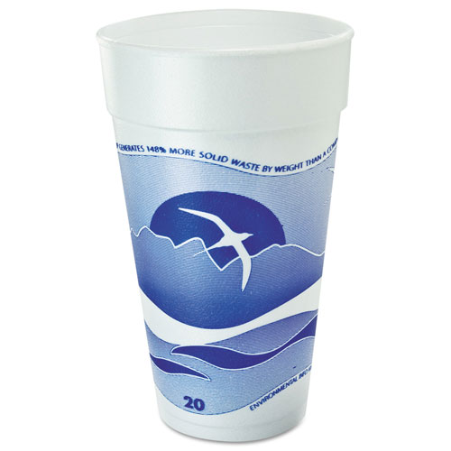Dart Horizon Foam Cup, Hot/Cold, 20oz., Printed, Blueberry/White, 25/Bag, 20/CT