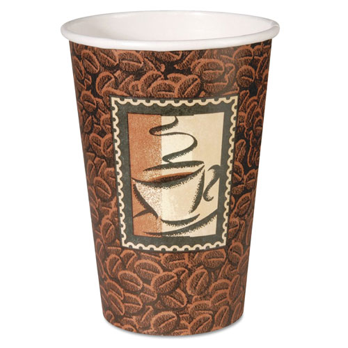 Dixie Polycoated Paper Cup, Hot, 16 oz., Java Design, Brown, 50/Bag