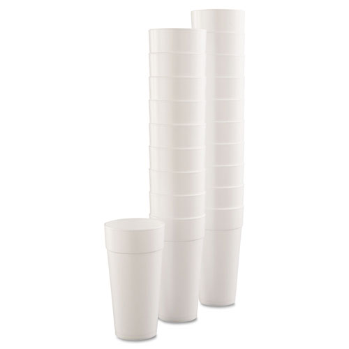 Dart Foam Drink Cups, Hot/Cold, 24oz, White, 25/Bag, 20 Bags/Carton