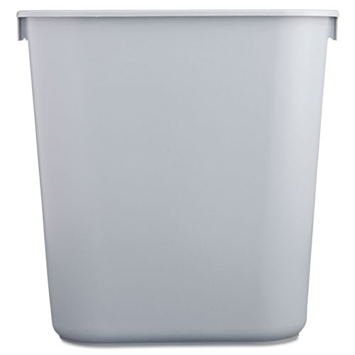 Rubbermaid Deskside Plastic Wastebasket, Rectangular, 3.5 gal, Gray