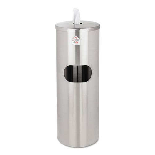 2XL Standing Stainless Wipes Dispener, Cylindrical, 5gal, Stainless Steel
