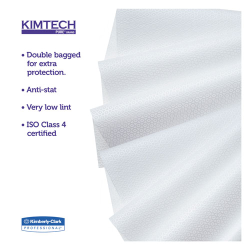 Kimtech™ W4 Critical Task Wipers, Flat Double Bag, 12x12, White, 100/Pack, 5 Packs/Carton
