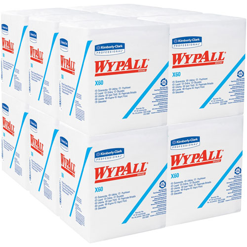 WypAll® X60 Cloths, 1/4 Fold, 12 1/2 x 13, White, 76/Box, 12 Boxes/Carton