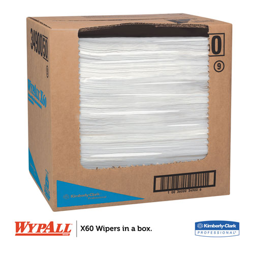 WypAll® X60 Cloths, Flat Sheet, 12 1/2 x 16 4/5, White, 150/BX, 6/CT