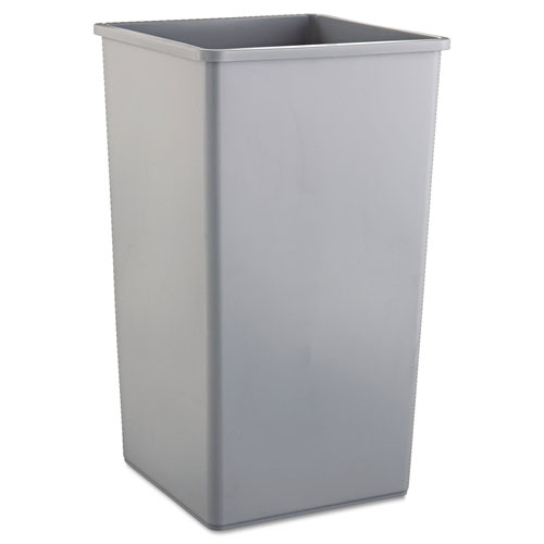 Rubbermaid Untouchable Square Waste Receptacle, Plastic, 50 gal, Gray