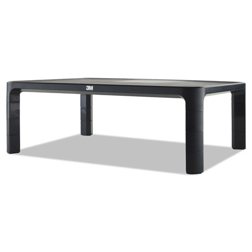 3M Adjustable Monitor Stand, 16" x 12" x 1.75" to 5.5", Black, Supports 20 lbs