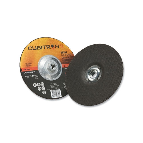 3M Cubitron™ II Cut and Grind Wheel, Precision Shaped Ceramic, 6 in dia, 1/8 in Thick, 5/8-11-in Arbor, 36 Grit