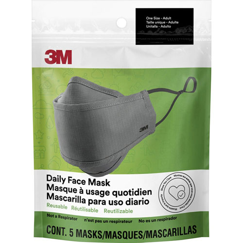 3M Daily Face Masks, Gray, 5/Pack