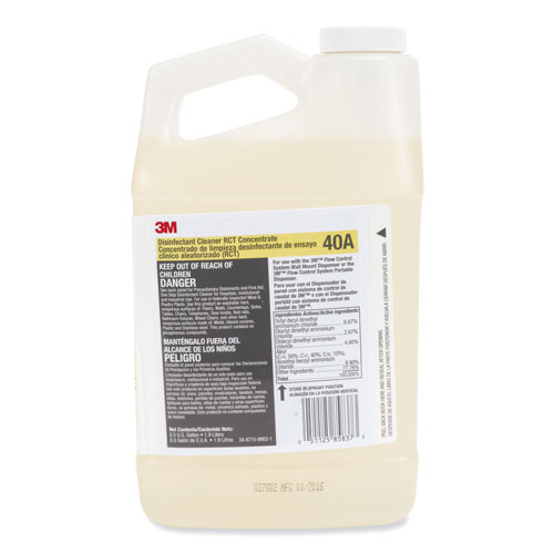 3M Disinfectant Cleaner RCT Concentrate, 0.5 gal Bottle, Fragrance-Free, 4/Carton